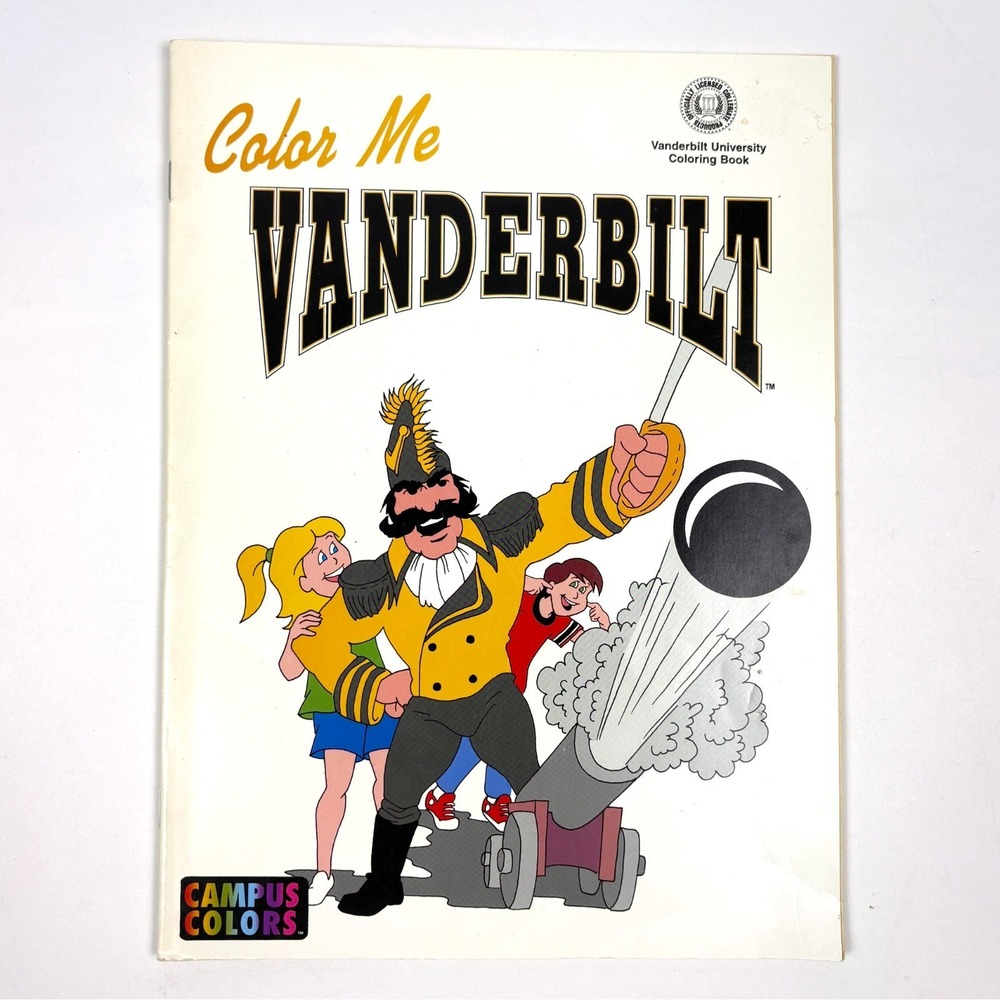 VTG Color Me Vanderbilt University Coloring Book 1995 Commodores Black Gold Rare